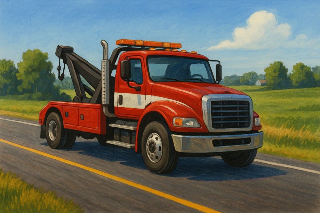 Chester CT tow truck ready to help vehicles on rural road